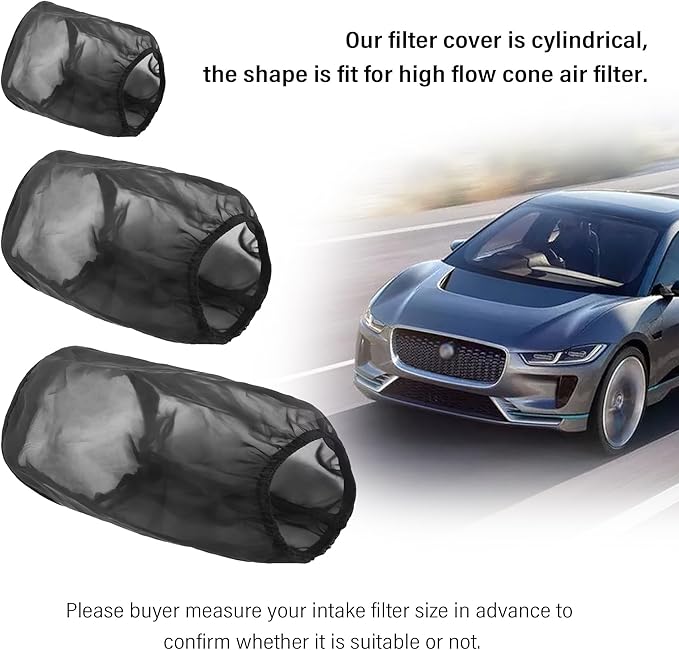 Cold Air Intake Filter Cover,Thickened Dustproof Air Filter Cover Provides Comprehensive Protection,Universal Car Accessries Air Filter Sock Fit for High Flow Cone Air Filter (Large)