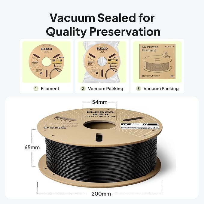 ELEGOO ASA Filament 1.75mm Red 1KG, UV & Weather Resistant 3D Printer Filament for Outdoor Functional Parts, High Impact Strength Engineering Grad 1kg Spool (2.2lbs) Fit for FDM Printers