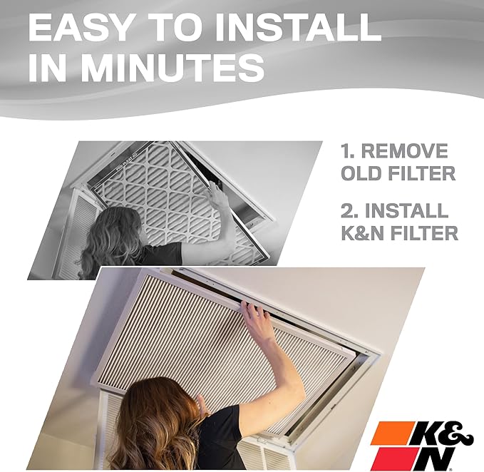 K&N 14X14X1 HVAC Furnace Air Filter, Lasts a Lifetime, Washable, Merv 8, the Last HVAC Filter You Will Ever Buy, Breathe Safely at Home or in the Office, HVC-8-11414