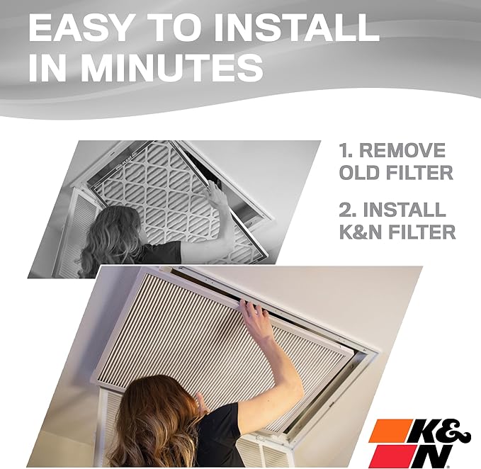 K&N 10X20X1 HVAC Furnace Air Filter, Lasts a Lifetime, Washable, Merv 8, the Last HVAC Filter You Will Ever Buy, Breathe Safely at Home or in the Office, HVC-8-11020