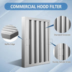 Stainless Steel Commercial Kitchen Hood Filter, 15.5W x 19.5H Inch Range Baffle Grease Rated Commercial Kitchen Exhaust Hood 4 Grooves Hood Filter (5 Pack)