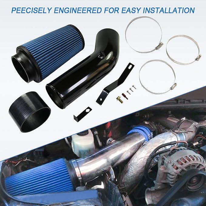 Oiled Cold Air Intake 7.3 Diesel Kit Air Intake Pipe With Oiled Filter Replacement For Ford F250 F350 F450 Super Duty 7.3L Power stroke Diesel 1999.5-2003 (1999.5-2003 F250 F350 F450 7.3L Diesel)