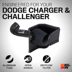 K&N Cold Air Intake System: Dry-Flow Air Filter, Increase Performance & Acceleration: Compatible with 2005-2023 CHRYSLER/DODGE, 300C, Challenger, Charger, Magnum, 71-1542