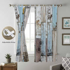 Blue Grey Wooden Living Room Curtains 96 Inch Length, Window Curtains Tab Top, Farmhouse Barn Sunflowers Retro Light Filtering Window Treatments Drapes 52"x96" 2 Panel