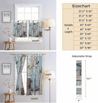 Blue Grey Wooden Kitchen Curtains 24 Inch Length, Small Window Curtains Tab Top, Farmhouse Barn Sunflowers Retro Light Filtering Short Window Treatments Tier Drapes 27.5"x24" 2 Panel