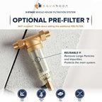 Aquaboon 3-Stage Whole House Water Filter System with 5 Micron 10x4.5 House Water Purification Pleated Sediment, Carbon Chlorine Reduction and Reducing Sediment Filter, Pressure Gauge, Wrench, Bracket