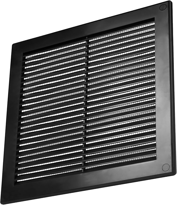 Vent Systems 8" x 8" Inch (Opening Dimensions) - Pack of 50 - Plastic Black Soffit Vent Cover - Flat Square Air Vent Grille - Air Vent Deflector - HVAC 10" x 10" Inch (Overall Dimensions)