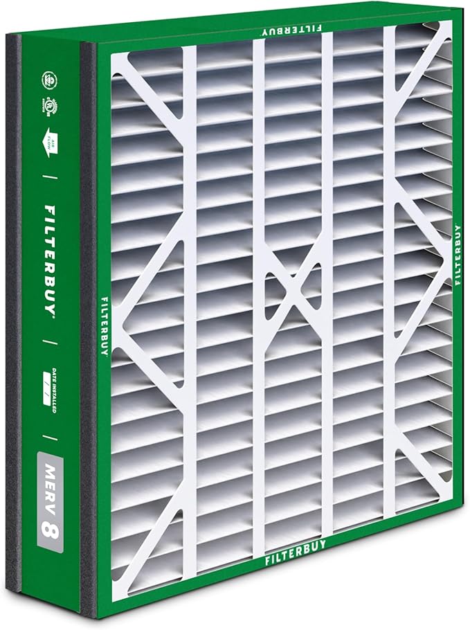 Filterbuy 20x20x5 Air Filter MERV 8 Essential Dust & Allergy Defense (2-Pack), Electrostatic Pleated HVAC AC Furnace Filters for Trion Air Bear 255649-103 & More (Actual Size: 19.63 x 20.63 x 4.88)