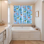 2 Panel Kitchen Cafe Curtains, Desert Landscape Sunlight Filtering Nature Air Through, Window Decor Tier Curtains for Living Room 104W x 84L inch Cute Camels Palm Trees Houses Leaves Blue