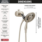 Delta 4-Setting In2ition 2-in-1 Dual Shower Head with Clarifi Standard Shower Filter Attachment, Brushed Nickel Shower Head with Filter, SpotShield Brushed Nickel 7SF110BSN