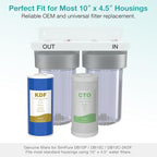 SimPure Whole House Water Filter Cartridges 10" x 4.5" GAC/KDF Carbon and Heavy Metal Filter, for DB10C-2KDF, DB10P, WGB21B-KS, FG15B-KS, GE FXHTC, GXWH40L, 4 Pack