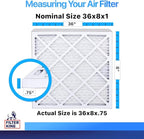 Filter King 36x8x1 Air Filter | 4-PACK | MERV 8 HVAC Pleated A/C Furnace Filters | MADE IN USA | Actual Size: 36 x 8 x .75"