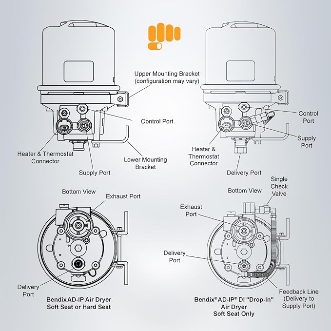 Torque AD-IP Air Dryer (Replaces Bendix 065612, Haldex 109477X) (TR065612)