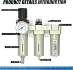 1/2" NPT Heavy Duty Industrial Grade 3 Stage Air Drying System, Auto Drain, Coalescing Filter, Particulate Filter, Desiccant Dryer and Air Regulator For Plasma Cutter and Paint Spray