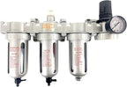 3/8" NPT MID FLOW 4 Stages Filter Coalescing Desiccant Dryer Regulator System For Compressed Air Lines, Poly Bowls, Great For Paint Spray And Plasma Cutter (MANUAL DRAIN)