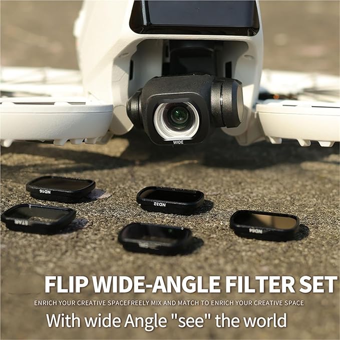 Compatible for DJI Flip - Lens Wide-Angle Filter Set (CPL, Night, ND32/64/128, 1/4 Black Mist, Waterproof)(E)