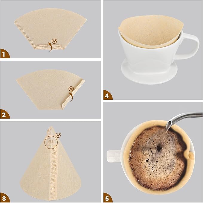 Segarty Cone Coffee Filters, 400 Count Natural Brown Paper #2 Coffee Disposable Cone Filters for Better Tasting Brewing Pour Over Dripper
