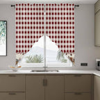 Swag Curtain Valances for Kitchen Windows,Farm Barn Western Star on Vintage Short Rod Pocket Window Valance,Red Buffalo Plaid Swag Topper for Bedroom Living Room,2 Panels 36x45in
