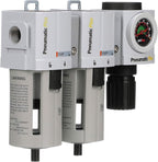 PneumaticPlus PPC4C-N04G StageAir Drying System- Air Particulate 5 Micron Filter, 0.3 Micron Coalescing Filter & Air Pressure Regulator Combo 1/2" NPT,Poly Bowl-Guard, Manual Drain,Embedded Gauge