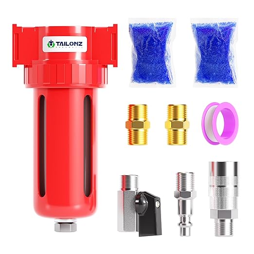 TAILONZ PNEUMATIC 0-150PSI 3/8 Inch NPT Aluminum Alloy Air Dryer, Compressor Air Dryer, Water Vapor Separator, Polyethylene Bowl