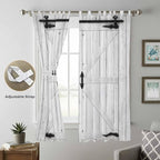 Farmhouse Wood Grain Living Room Curtains 96 Inch Length, Window Curtains Tab Top, Vintage Country Barn Gate Grey Light Filtering Window Treatments Drapes 52"x96" 2 Panel
