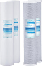 Geekpure Whole House PP Sediment and Carbon Block Replacement Filters -4.5 x 20 Inch -5 Micron-Pack of 4