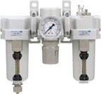 PneumaticPlus SAU400-N06G-MEP Compressed Air Filter Regulator Lubricator Combo 3/4" NPT - Metal Bowl, Manual Drain, Bracket, Gauge