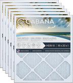 Cabana Filters 6-Pack 18x20x1 MERV 8 AC Furnace Air Filter for Home and Office - Indoor HVAC System Filtration Replacement, Captures Unwanted Particles
