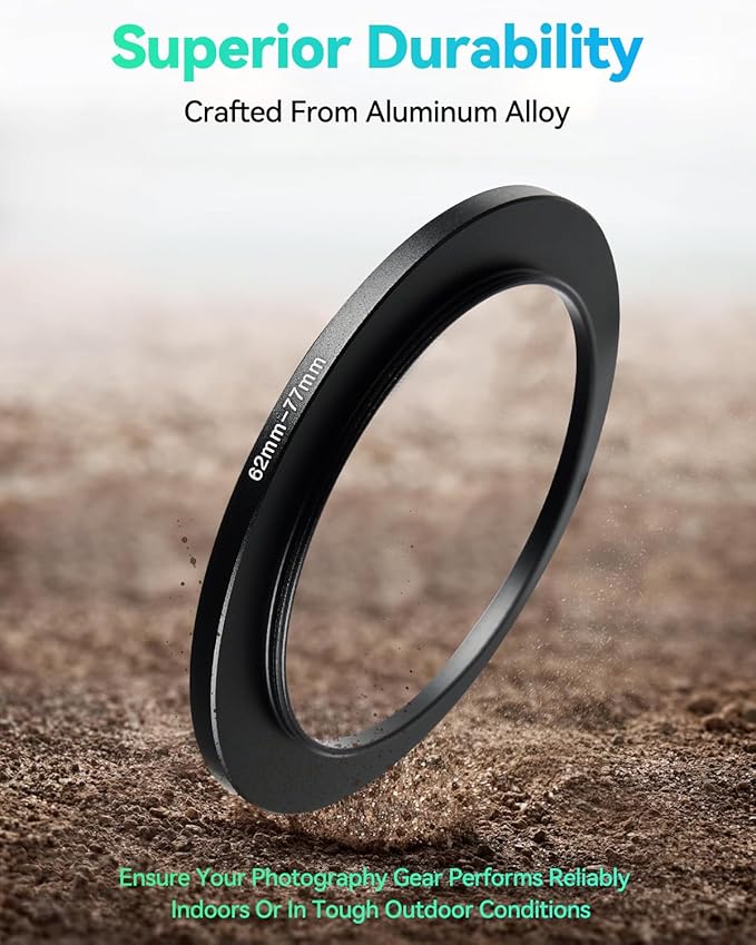 52-77mm Metal Step-Up/Down Ring Adapter Compatible with Mirrorless Cameras DSLR Lens, UV CPL ND Filter Thread Converter, Black