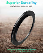 40.5-52mm Metal Step-Up Ring Adapter Compatible with Mirrorless Cameras DSLR Lens, UV CPL ND Filter Thread Converter, Black