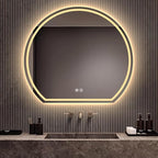 Bathroom Mirror with 3 Colour LED Lights, Wall Mounted Bathroom Vanity Mirror, Demister Heat Pad/Dimming Function/Touch Switch Smart Mirror(A,31.4" x28.3/80x72cm)