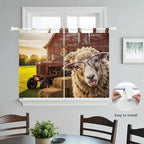 Farm Sheep Bedroom Curtains 63 Inch Length, Window Curtains Tab Top, Farmhouse Barn Funny Animals Butterfly Light Filtering Window Treatments Drapes 42"x63" 2 Panel