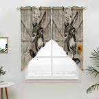 Funny Farm Animals Swag Valances for Windows, Vintage Barn Brown Sunflowers Rod Pocket Kitchen Curtains Valance, Kitchen Window Curtains Swag for Cafe Bathroom Living Room, 2 Panels, 36x45 inch