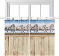 Western Horse Kitchen Curtains 45 Inch Length, Short Cafe Window Curtains Tab Top, Farmhouse Wooden Grain Vintage Cowboy Barn Door Light Filtering Window Treatments Tier Drapes 27.5"x45" 2 Panel