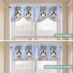 Blue Easter Tie Up Valance Curtains for Windows, Kitchen Curtains Window Shades, Spring Cartoon Bunny Colorful Eggs Wood Grain Light Filtering Roman Curtain Valances for Bedroom/Bathroom/Cafe 60"x18"