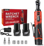 3/8" Cordless Electric Ratchet Wrench Set, 12V Power Ratchet Tool Kit With 2 Packs 2000 mAh Battery And Charger, 45 FT-LBS Battery Powered Wrench with Infinitely Variable Speeds
