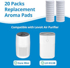 iSingo 20 Pack Core Mini Aroma Pads Replacement for LEVOIT LV-H128 Essential Oil Replacement Aromatherapy Refill Pads Compatible with LEVOIT Core Mini & LV-H128 Air Purifier, White