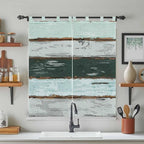 Blue Teal Bathroom Curtains 63 Inch Length, Window Curtains Tab Top, Vintage Wooden Retro Art Farmhouse Barns Light Filtering Window Treatments Drapes 52"x63" 2 Panel