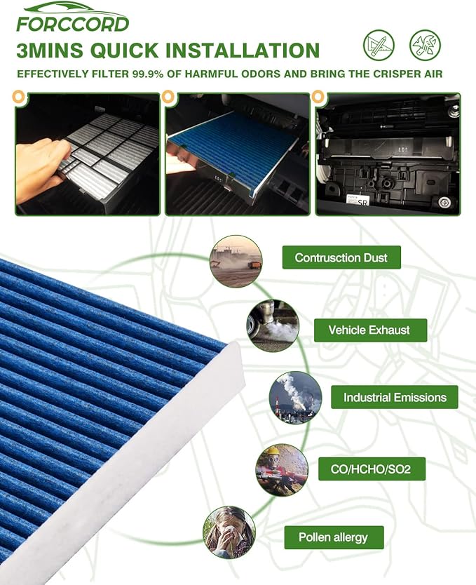 Cabin Air Filter and Engine Air Filter Fit for CADILLAC CT4 2.0L/2.7L(2026-2020), CT5 2.0L(2026-2020) Activated Carbon Cabin Filter Replacement CF11966 84498926
