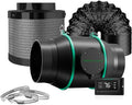 MARS HYDRO 6 Inch Inline Fan and Filter Kit, Duct Fan with with Temperature and Humidity Controller, 402 CFM Quiet & Efficient Exhaust Fan for Grow Tents Hydroponics