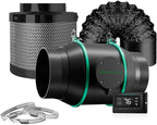 MARS HYDRO 6 Inch Inline Fan and Filter Kit, Duct Fan with with Temperature and Humidity Controller, 402 CFM Quiet & Efficient Exhaust Fan for Grow Tents Hydroponics