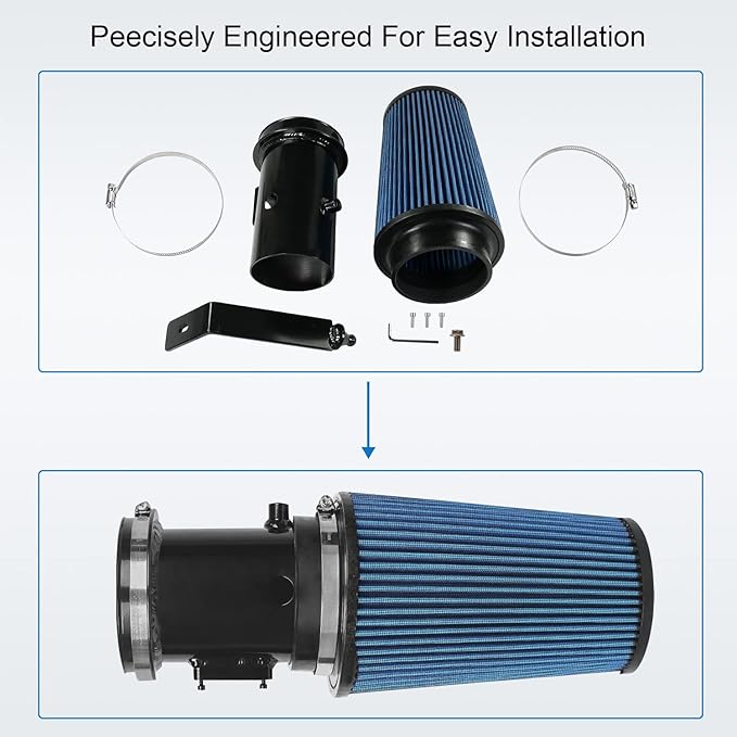 Cold Air Intake Kit 6.4 Diesel Filter System Air Intake Pipe with Oiled Filter Replacement for 2008-2010 Ford F-250 F-350 F-450 Super Duty Power stroke Diesel Engine 6.4L