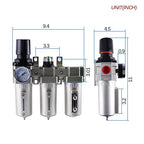 3/4 Inch NPT Industrial Grade Three Stage Air Drying System, Particulate Filter, Coalescing Filter, Desiccant Dryer and Air Regulator, 0-240 PSI, Semi-Auto Drain