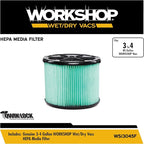WORKSHOP Wet/Dry Vacs Vacuum Filters WS13045F HEPA Media Filter For Shop Vacuum Cleaner (Single HEPA Media Filter For Wet/Dry Vacuum Cleaner) Fits WORKSHOP 3-Gallon to 4.5-Gallon Shop Vacuum Cleaners