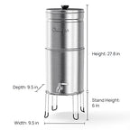 Culligan MaxClear 3 Gallon Gravity Water Filter System, Brushed Stainless-Steel Countertop Water Filter NSF/ANSI Certified to Reduce Microplastics, Lead & Total PFAS, with 1 Ceramic Filter