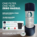 CuZn Under Sink Water Filter for Sink Faucet, 10K Gallons or 1 Year Filtration Life, Reduces PFAs, PFOS, Lead, Chlorine, Improves Taste of Tap Water, NSF/ANSI 42 & 372 Certified High Performance