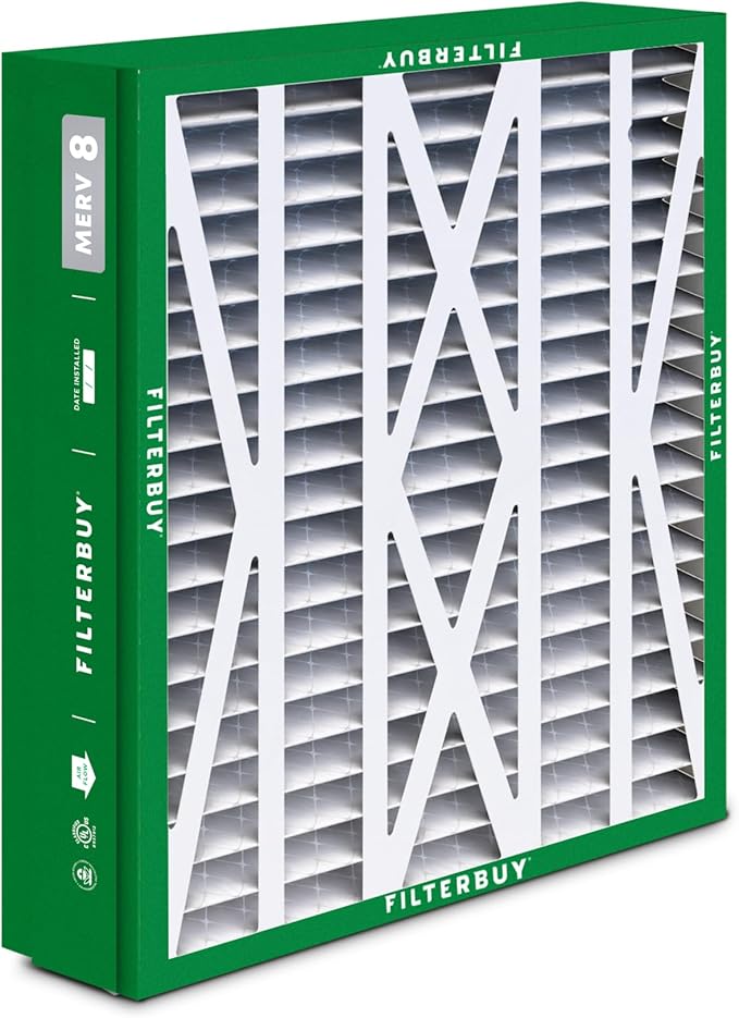 Filterbuy 24.5x27x5 Air Filter MERV 8 Essential Dust & Allergy Defense (2-Pack), Pleated HVAC AC Furnace Filters for Trane, American Standard, Honeywell, and More (Actual Size: 24.06 x 26.13 x 4.97)