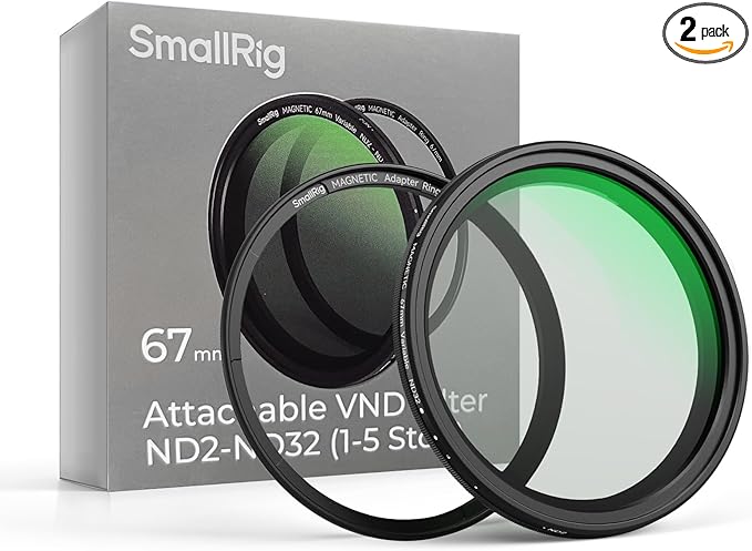 SmallRig 67mm Magnetic Variable ND Filter ND2-ND32 (1-5 Stops) + 67mm Threaded Filter Ring, No X Cross HD Optical Glass Waterproof Scratch Resistant Magnetic Adjustable Neutral Density Filter - 4581