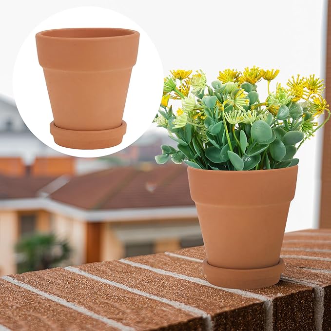 5pcs Red Clay Succulent Pots with Saucers, Indoor Succulent Plant Containers, Breathable Baked Terracotta Flower Planters for Home Gardening and Nursery Use