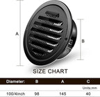 Zonon 18 Pcs Stainless Steel Soffit Vents 4 Inch Round Dryer Vent Cover with Mesh Screen for Home Outdoor Bathroom Wall Ceiling Outside Exterior Exhaust (Black)